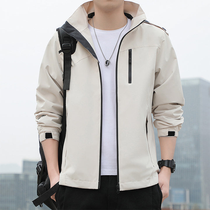 Men's Waterproof Functional Jacket with Adjustable Hood and Breathable Properties Lisslune