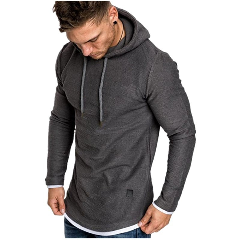 Men's Longline Hoodie Shirt with stylish, asymmetrical hem Lisslune