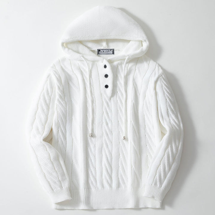 Men's knitted pullover with hood and textured cable pattern Lisslune