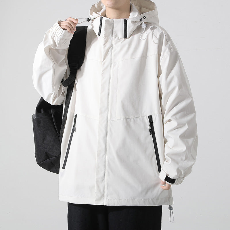 Men's Waterproof Transitional Jacket with Adjustable Hood and Multiple Pockets Lisslune