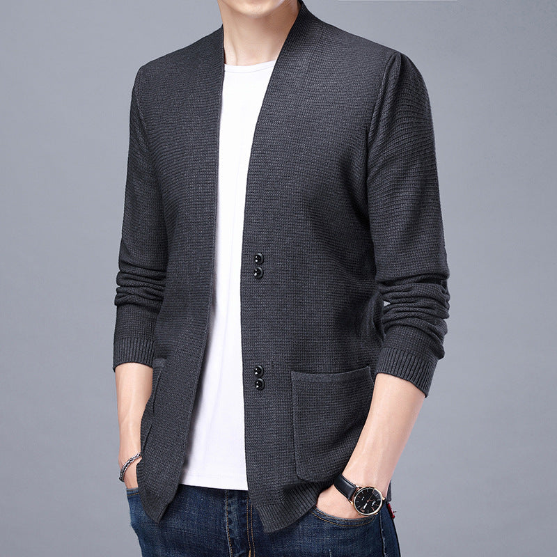Men's cardigan with casual shawl collar and patch pockets Lisslune