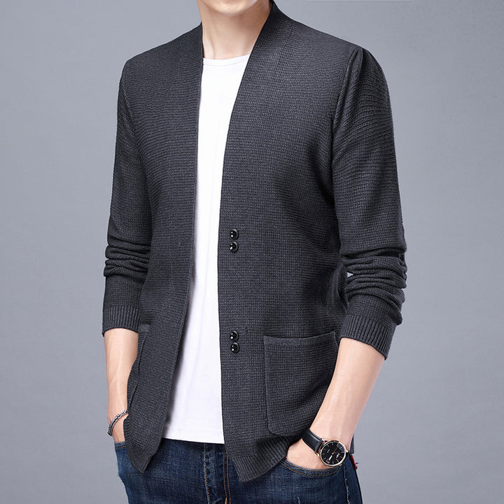 Men's cardigan with casual shawl collar and patch pockets Lisslune