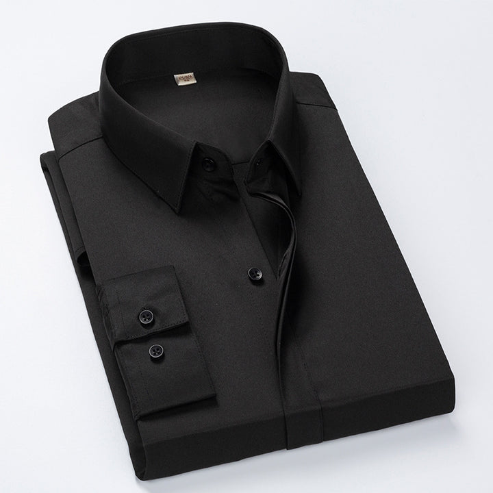 Men's Elegant Long Sleeve Shirt with Textured Fabric and Modern Cut Lisslune