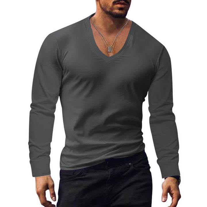 Men's long-sleeved V-neck T-shirt Lisslune