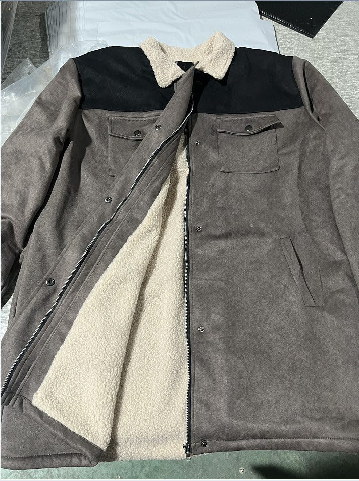 Men's playfully chic suede jacket with warm fleece lining Lisslune