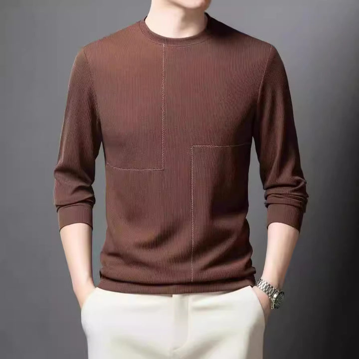 Men's stylish crew neck sweater with textured design Lisslune
