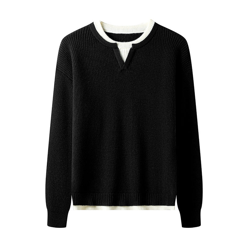 Men's Elegant Pullover with V-Neck Lisslune