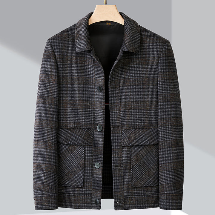 Men's Stylish Jacket with A Chic Check Pattern and Practical Pockets Lisslune