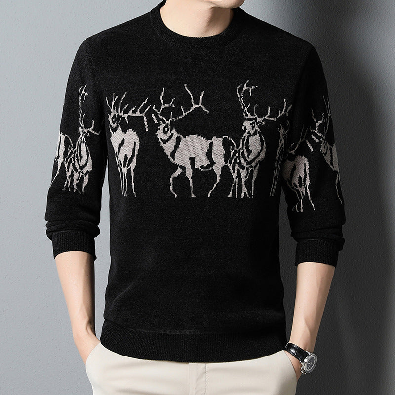 Men's knitted sweater with detailed reindeer motif Lisslune