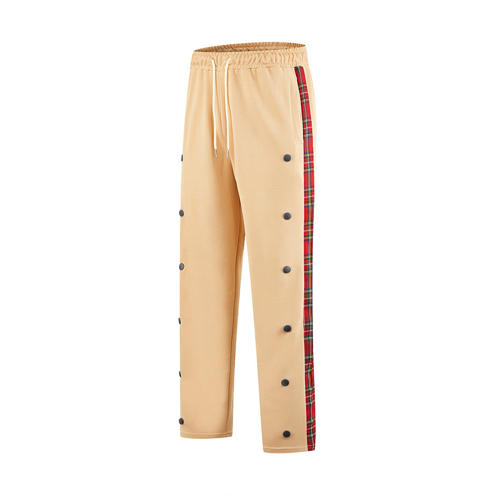 Men's Sporty Jogging Pants with Snap Button Design and Elastic Waistband Lisslune