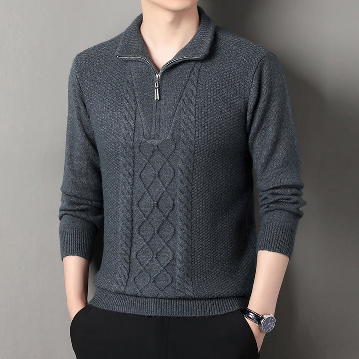 Men's knit sweater with high collar and zipper Lisslune