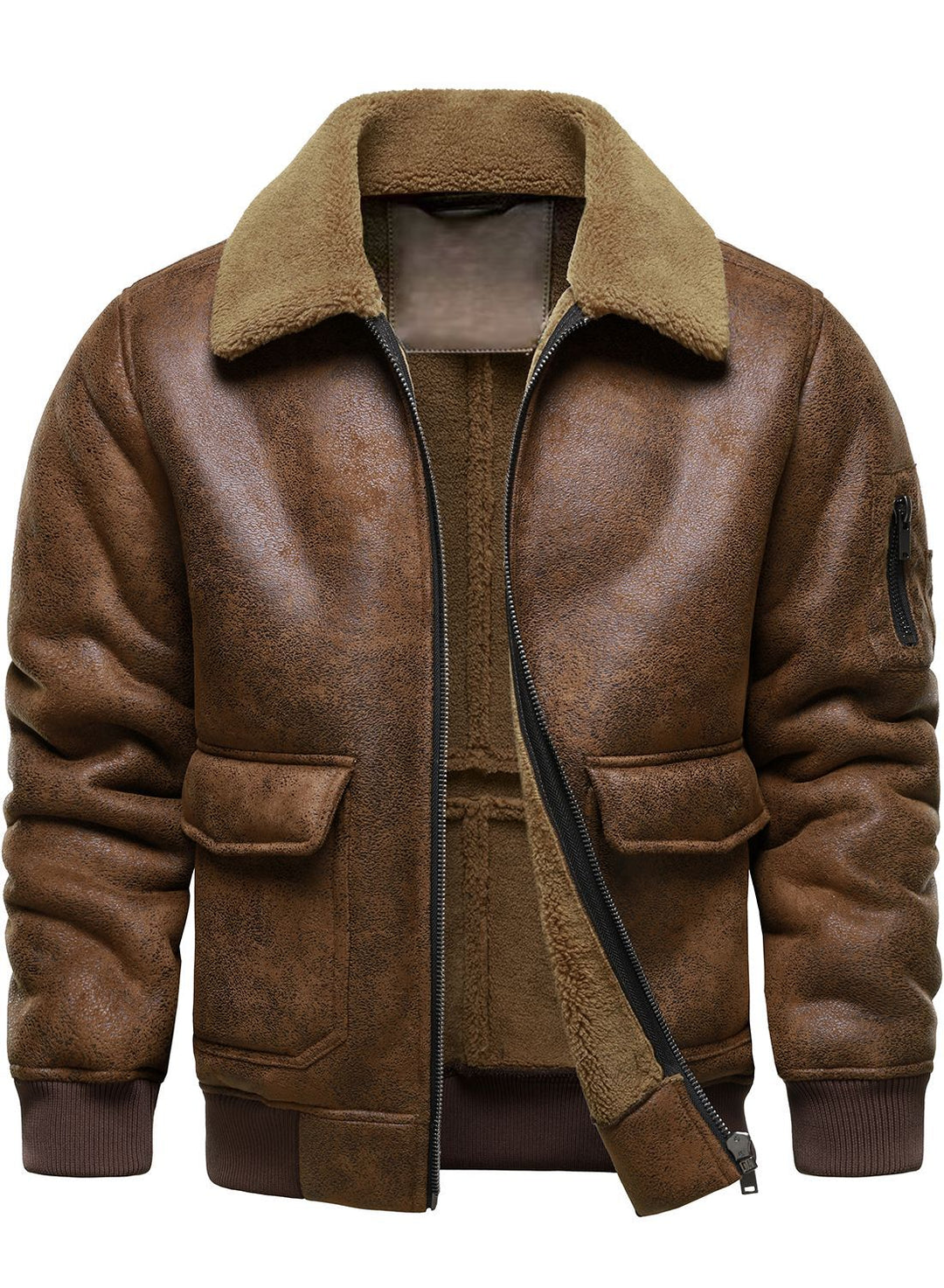 Men's Flight Jacket with Warm Inner Lining and Practical Pockets Lisslune