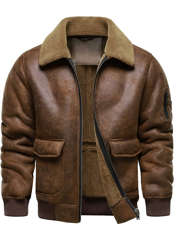 Men's Flight Jacket with Warm Inner Lining and Practical Pockets Lisslune