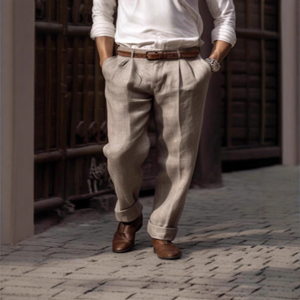 Men's Elegant Linen Pants with Classic Cut and Breathable Properties Lisslune