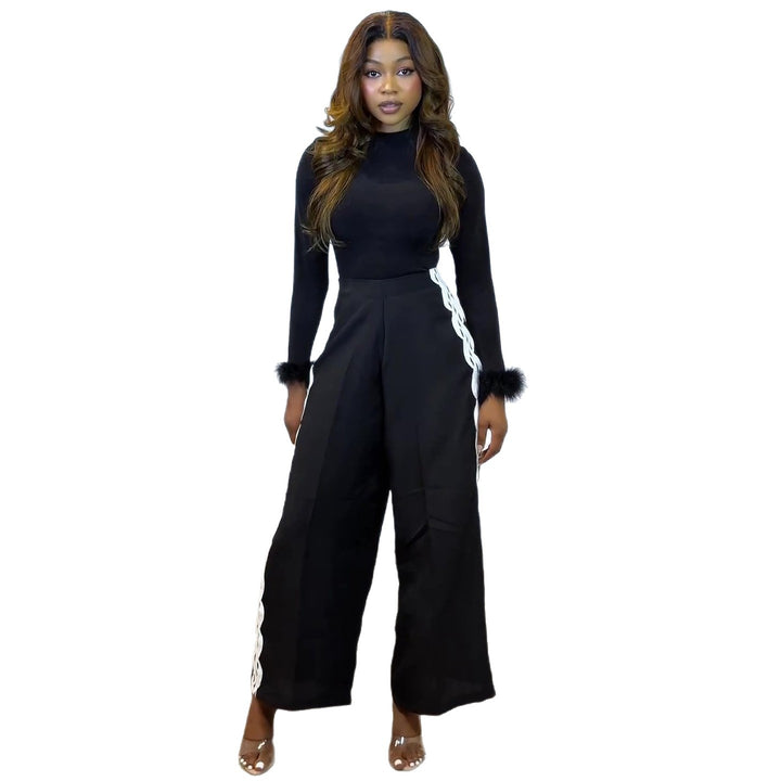 Women Elegant Set with figure-hugging top and wide pant style Lisslune