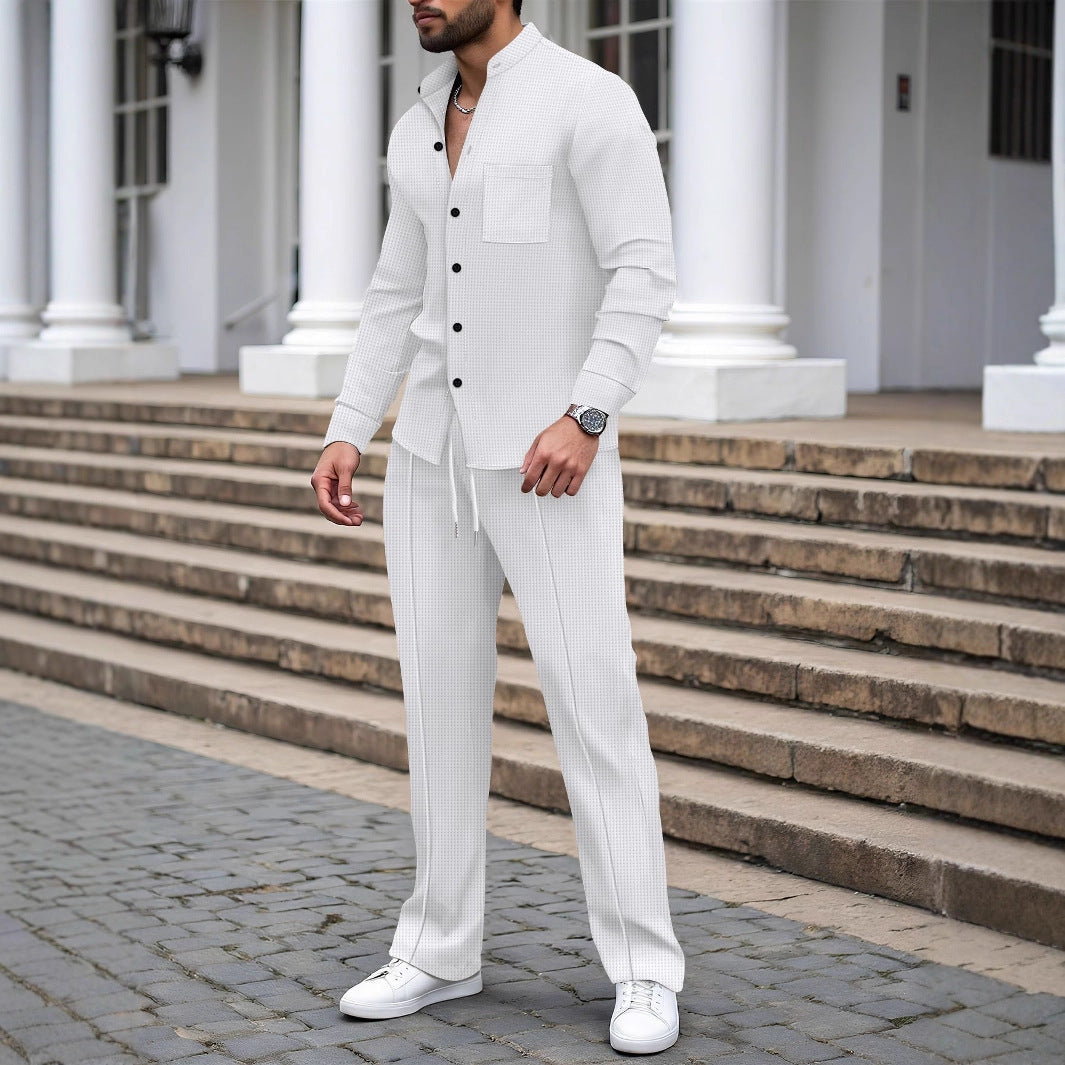 Men's comfortable pajama set with breathable top and elastic pants Lisslune