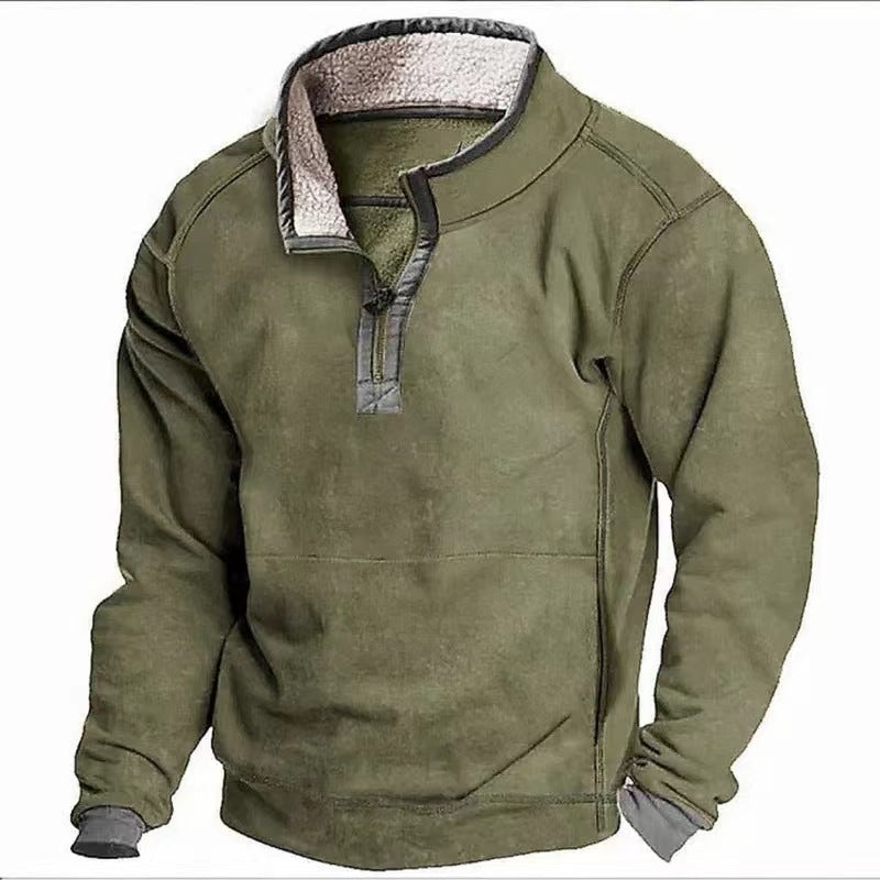 Men's fleece sweater with high collar and practical zipper Lisslune