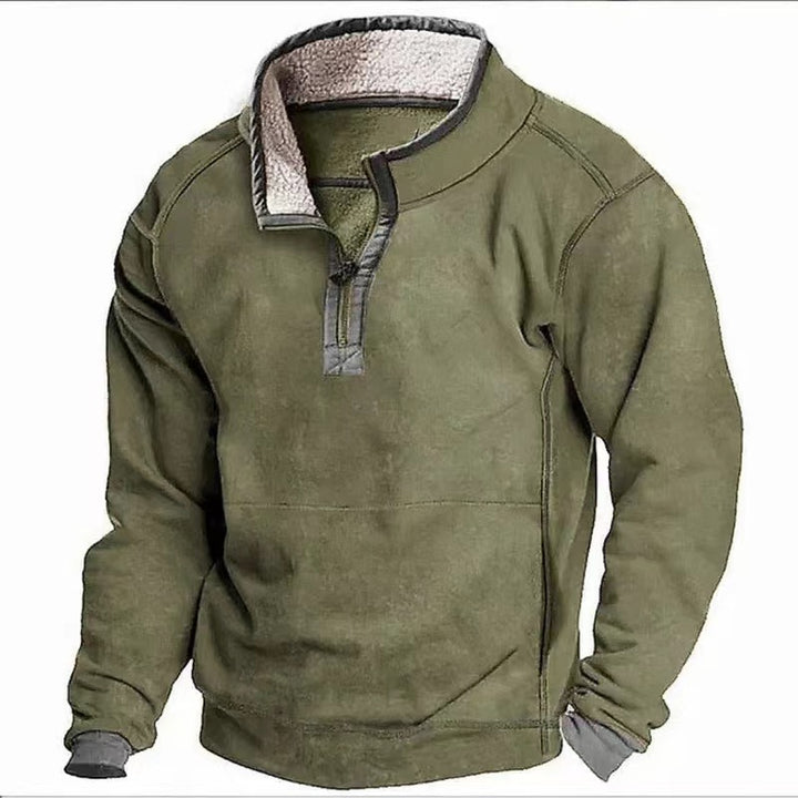 Men's fleece sweater with high collar and practical zipper Lisslune