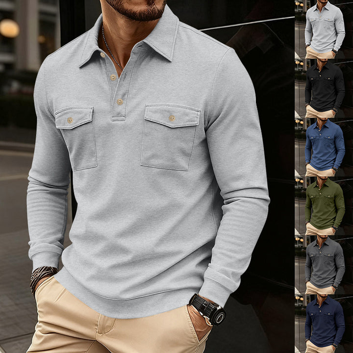 Men's polo shirt with two practical chest pockets and modern cut Lisslune