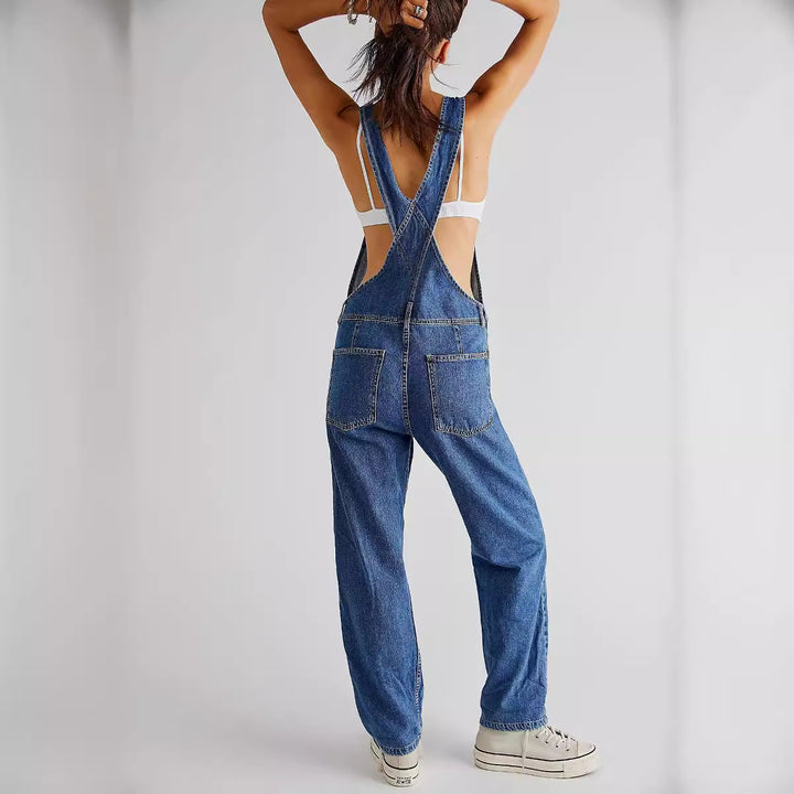 Women's Casual Denim Overalls with Practical Pockets and Adjustable Waist Lisslune