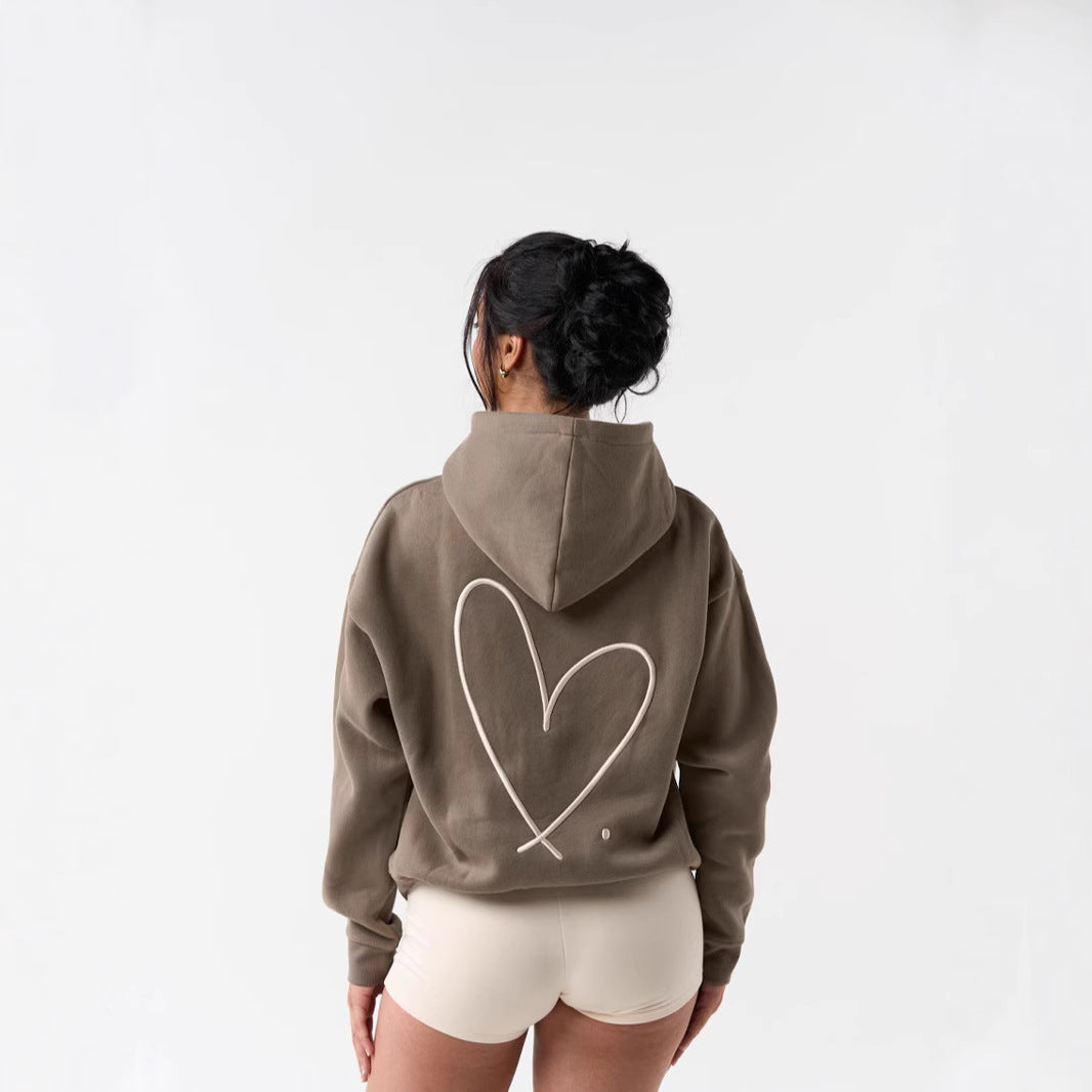 Women's hoodie sweatshirt with large heart design and comfortable short shorts Lisslune