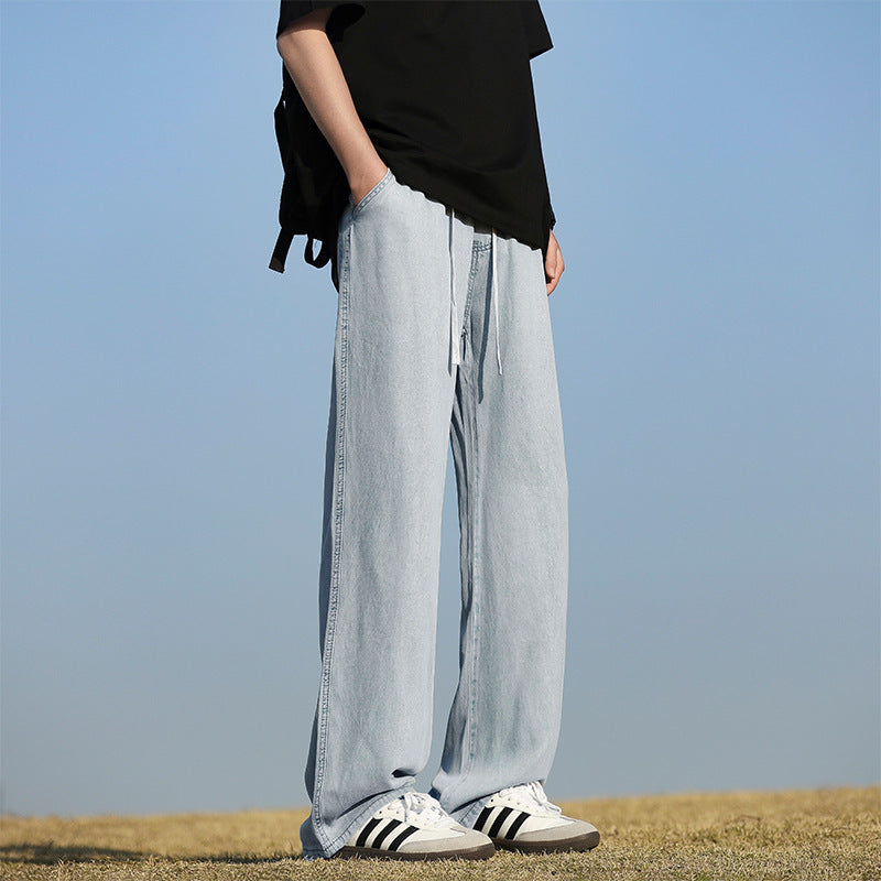 Men's loose and comfortable denim pants with adjustable waistband Lisslune