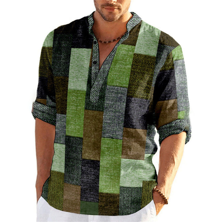 Men's Casual Short Sleeve Shirt in Modern Check Pattern Lisslune