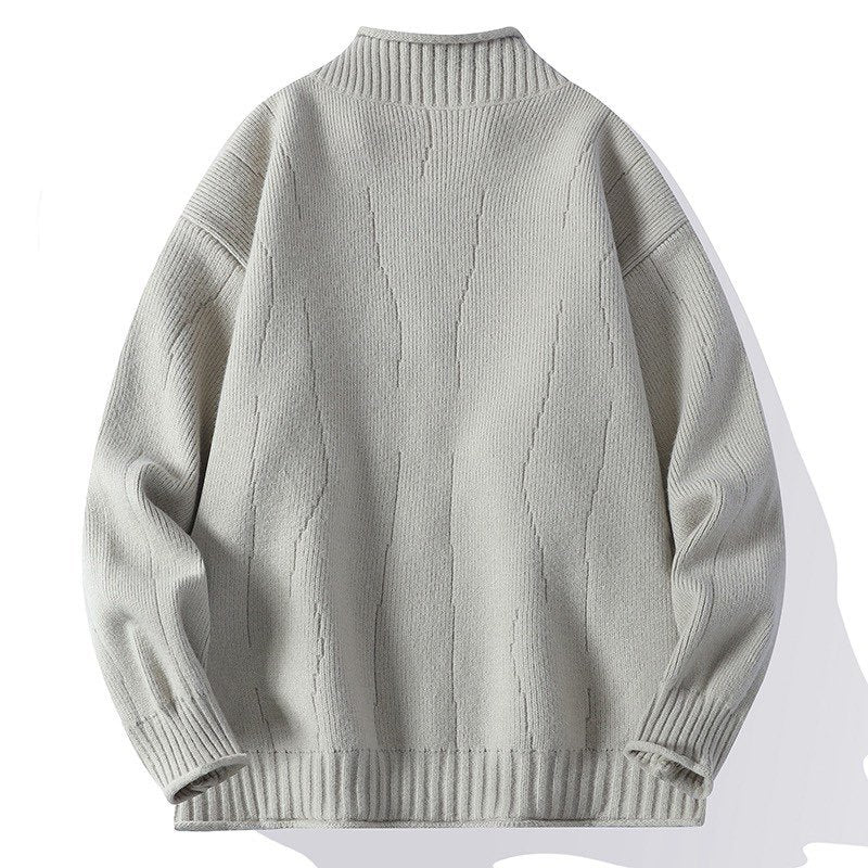 Men's Fashionable Cardigan with High Collar and Zip Lisslune