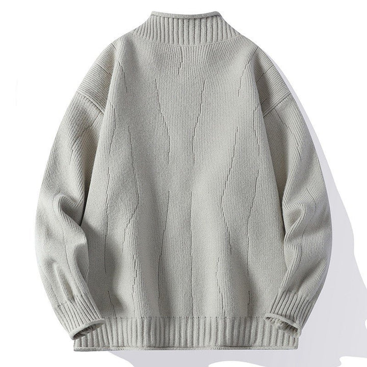 Men's Fashionable Cardigan with High Collar and Zip Lisslune