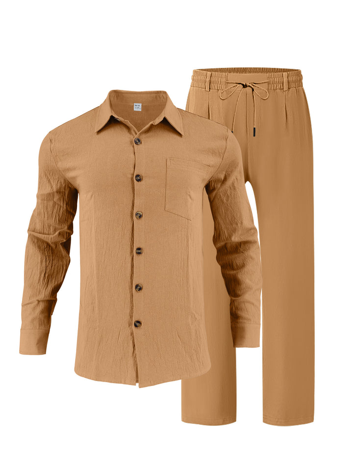 Men's casual lounge set with high-quality shirt and comfortable pants Lisslune