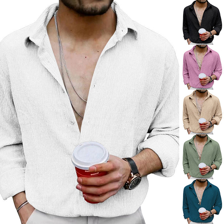 Men's timeless long-sleeve shirt with textured upper material and modern collar Lisslune