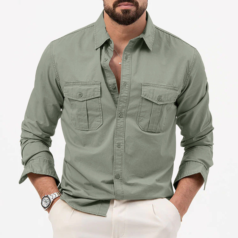 Men's Elegant Shirt made of breathable cotton blend with double-stitched pockets Lisslune
