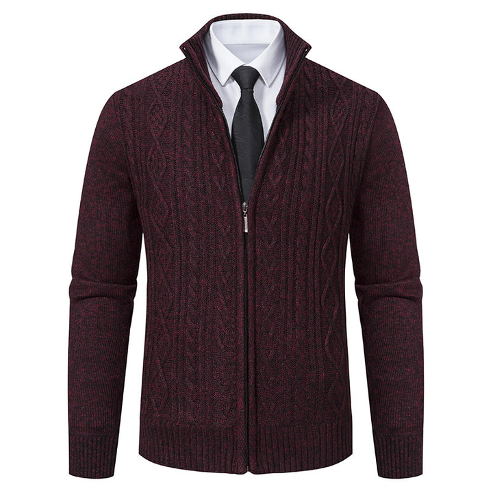 Men's cardigan with high collar and zipper Lisslune