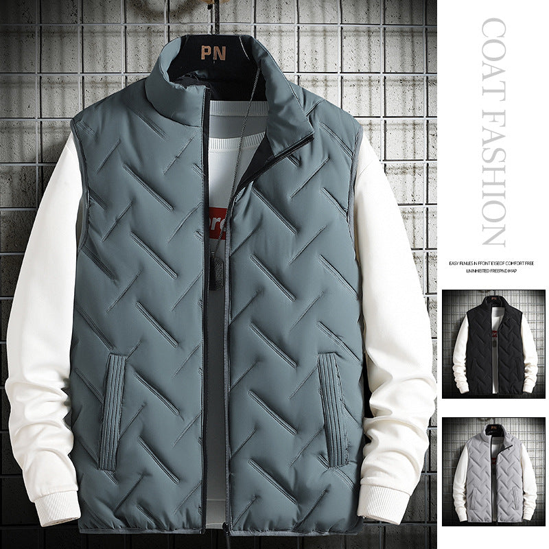 Men's insulated quilted vest with high collar and practical side pockets Lisslune