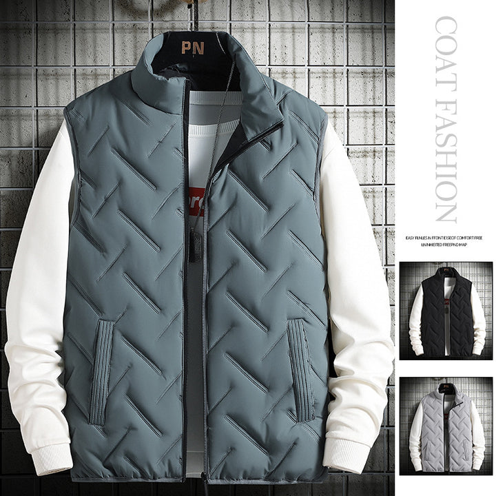 Men's insulated quilted vest with high collar and practical side pockets Lisslune