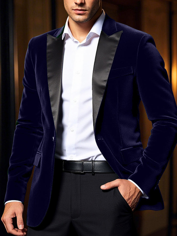 Men's elegant velvet blazer with satin collar section Lisslune