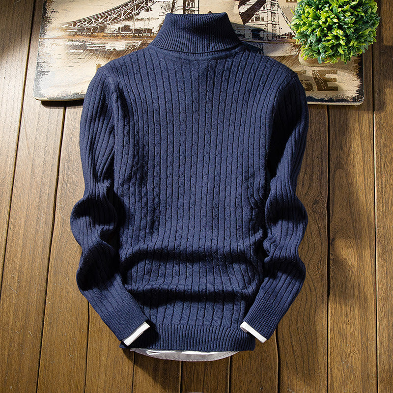 Men's knitted sweater with high collar and textured design Lisslune