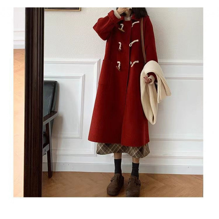 Women's Duffle Coat with Practical Pockets and Decorative Wooden Toggle Buttons Lisslune