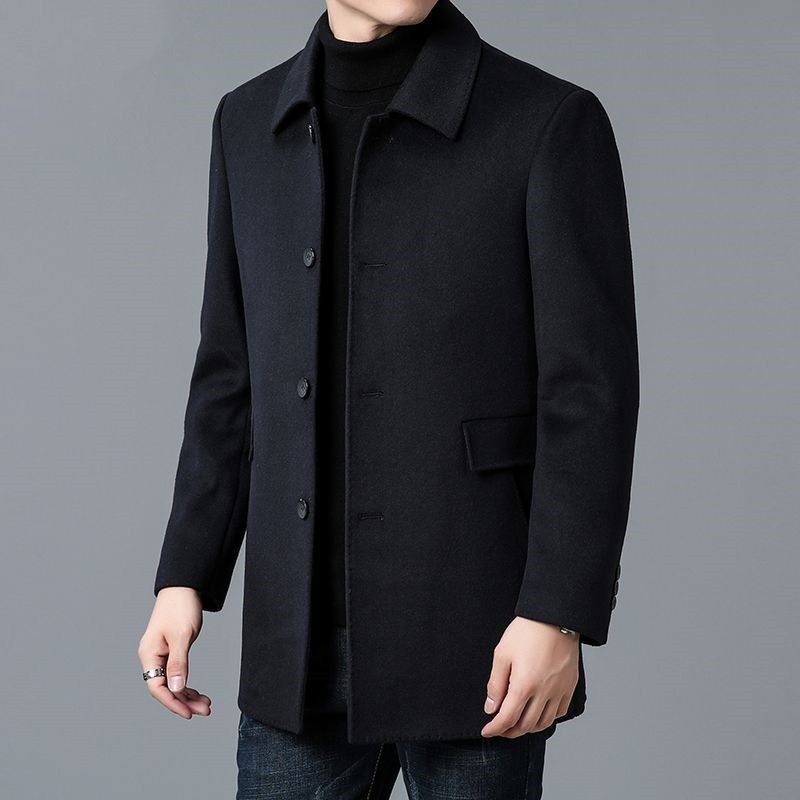 Men's elegant wool coat with classic lapels and pockets Lisslune