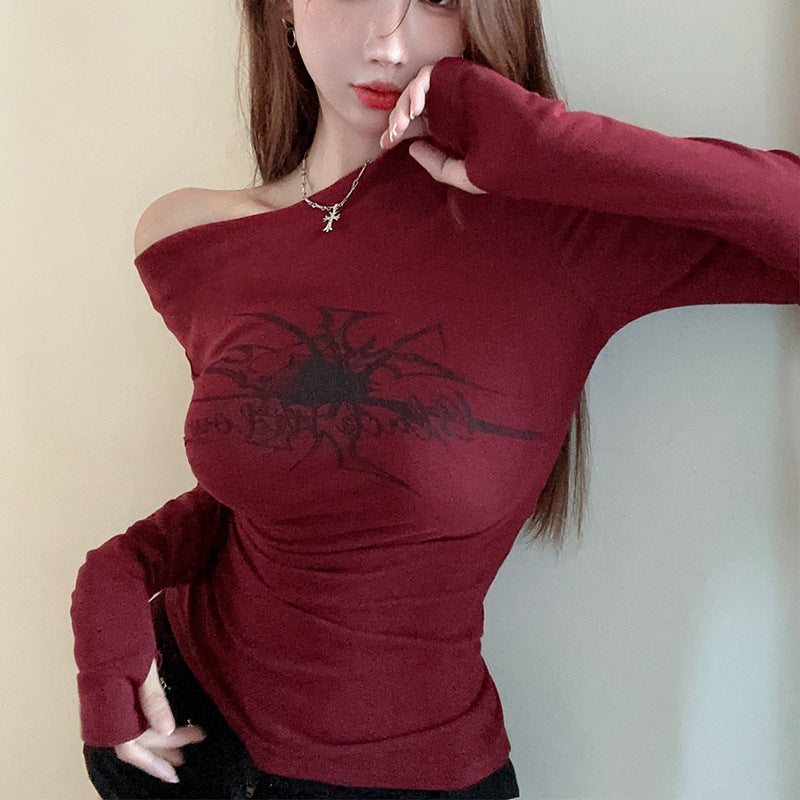 Women's Long Sleeve Shirt with Off-Shoulder Neckline Lisslune