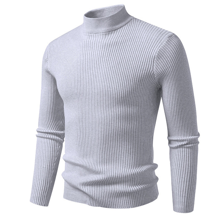 Men's turtleneck sweater made of high-quality stretch wool with ribbed texture Lisslune