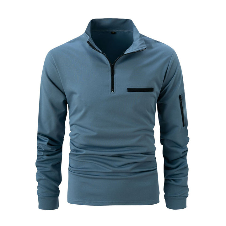 Men's sporty sweater with half zip and practical pockets Lisslune