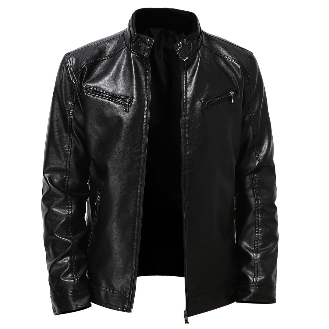 Men's stylish synthetic leather motorcycle jacket in biker style Lisslune