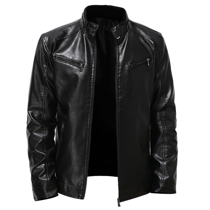 Men's stylish synthetic leather motorcycle jacket in biker style Lisslune