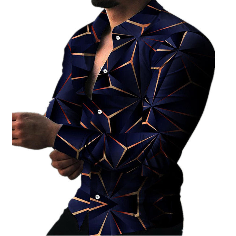 Men's Long Sleeve Shirt with Modern 3D Design and Textured Pattern Lisslune