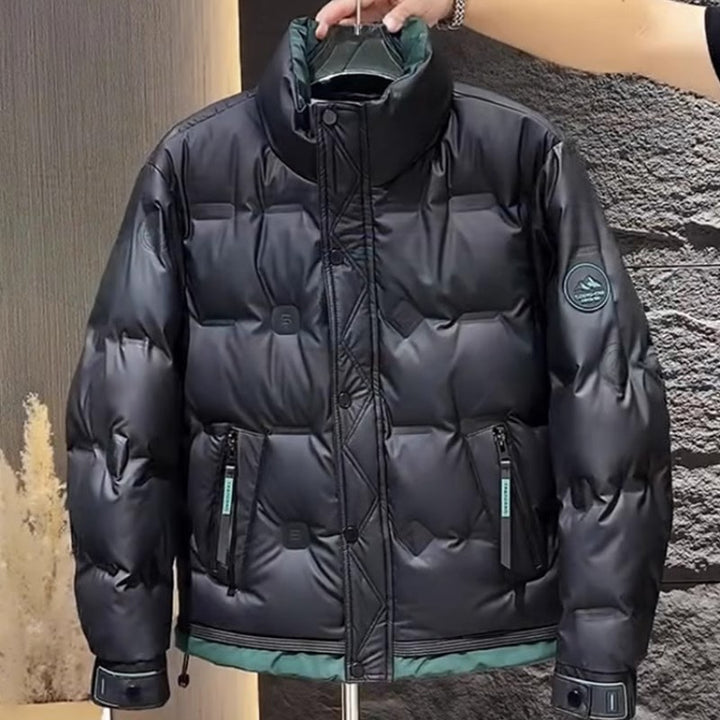 Men's Stylish Insulated Jacket with High Collar and Side Zip Pockets Lisslune