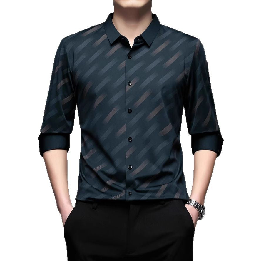 Men's modern short-sleeve shirt with stylish stripe pattern Lisslune