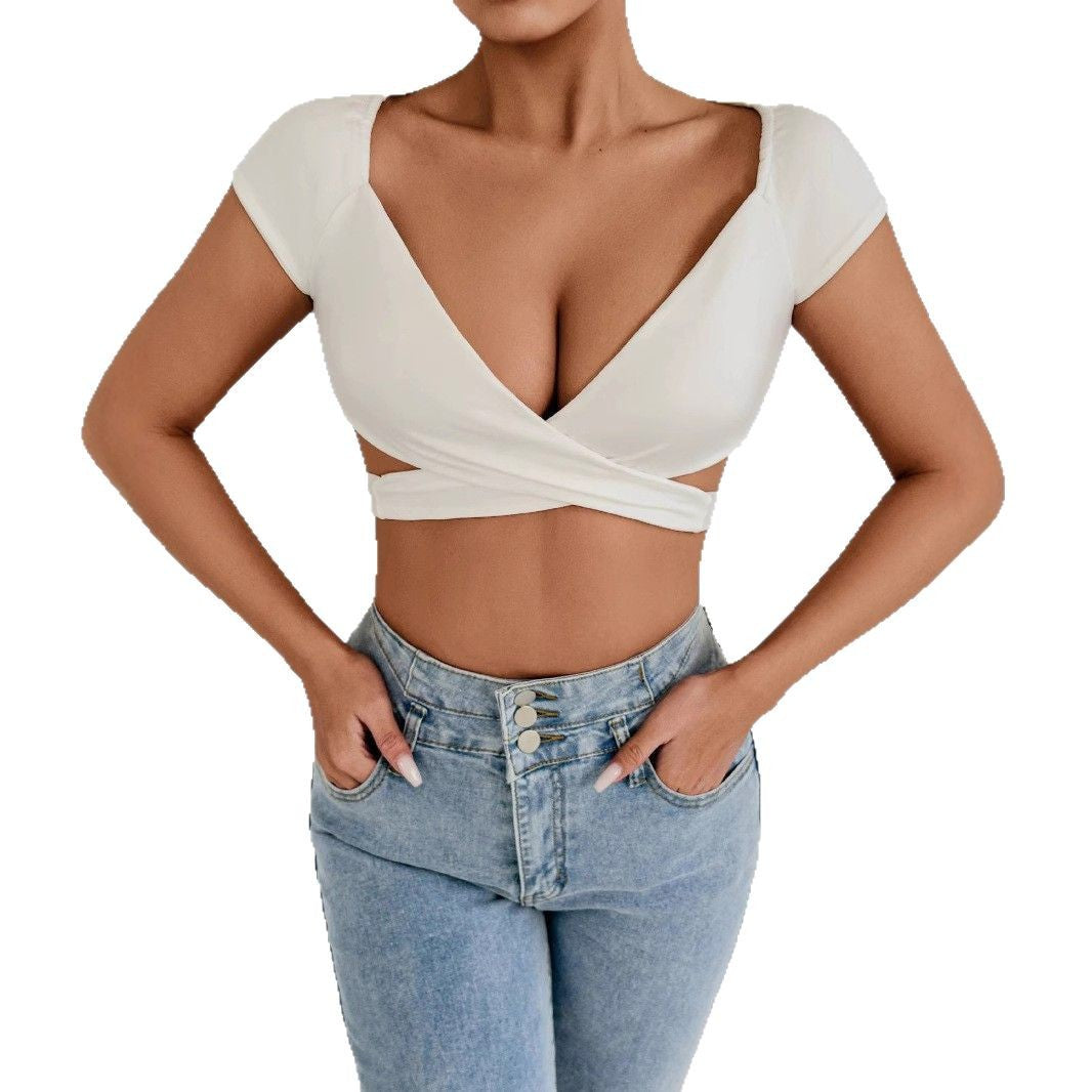 Damen Crop-Top mit elegantem Wickeldesign Lisslune