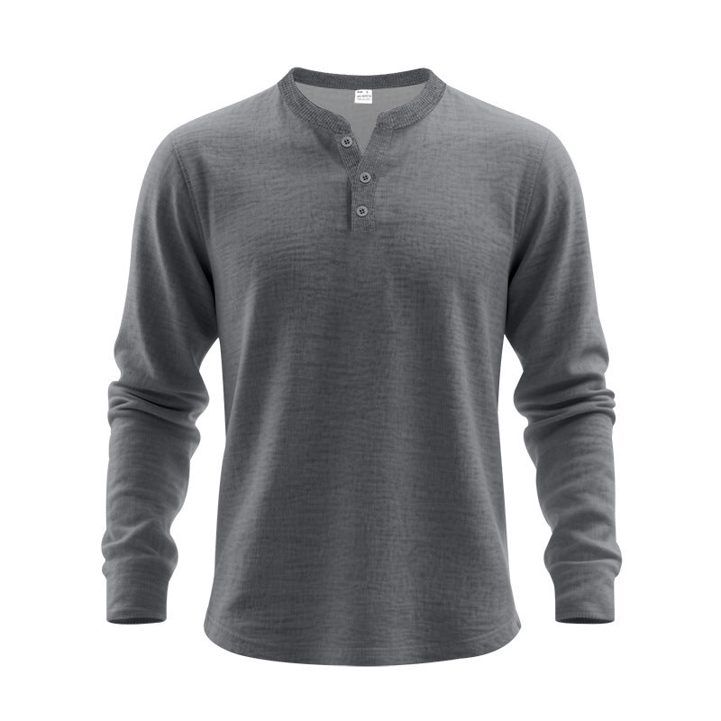 Men's Long Sleeve Henley Shirt made of soft waffle material Lisslune