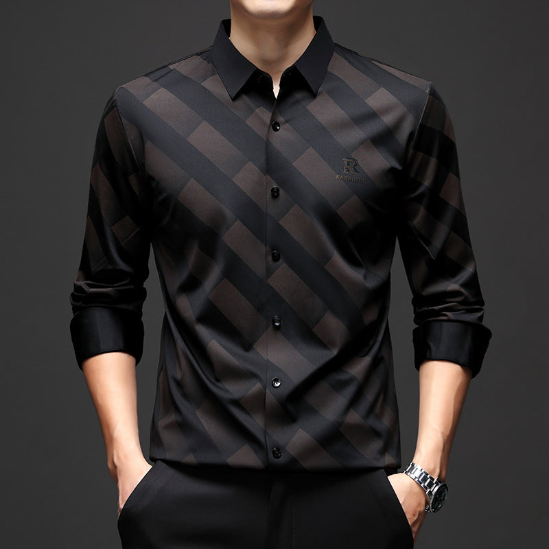 Men's Elegant Shirt with Modern Check Design Lisslune